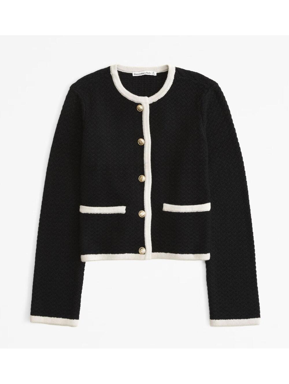 Abercrombie & Fitch Textural Crew Sweater Jacket